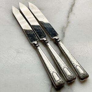 Hammered Sterling Silver Knives with Monogram Frame